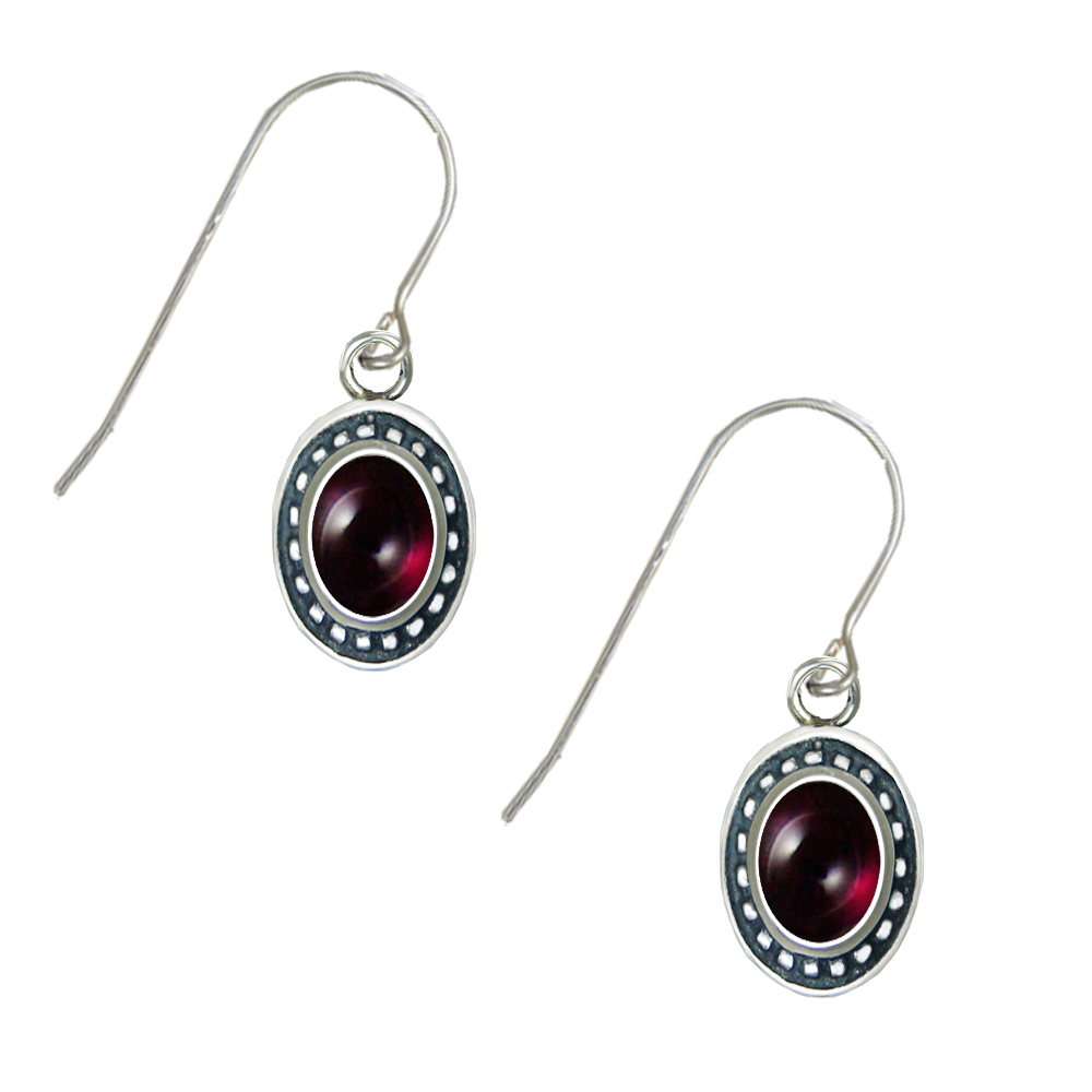 Sterling Silver Garnet Gemstone Drop Dangle Earrings